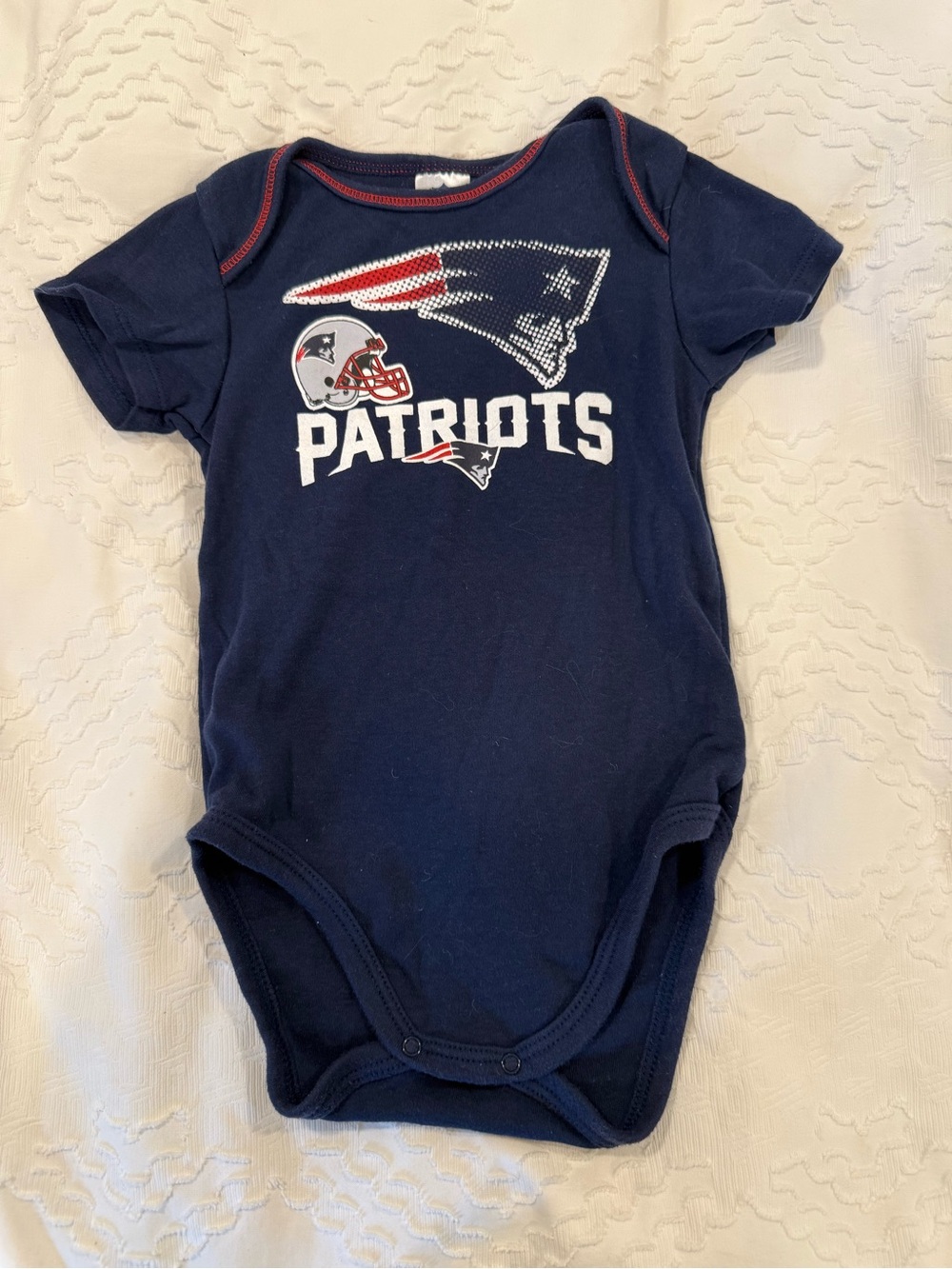 NFL New England Patriots Navy One-Piece Bodysuit with Red & White Accents